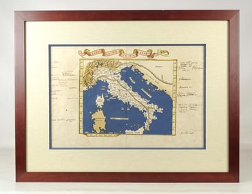 Early Hand Colored Map of Italy