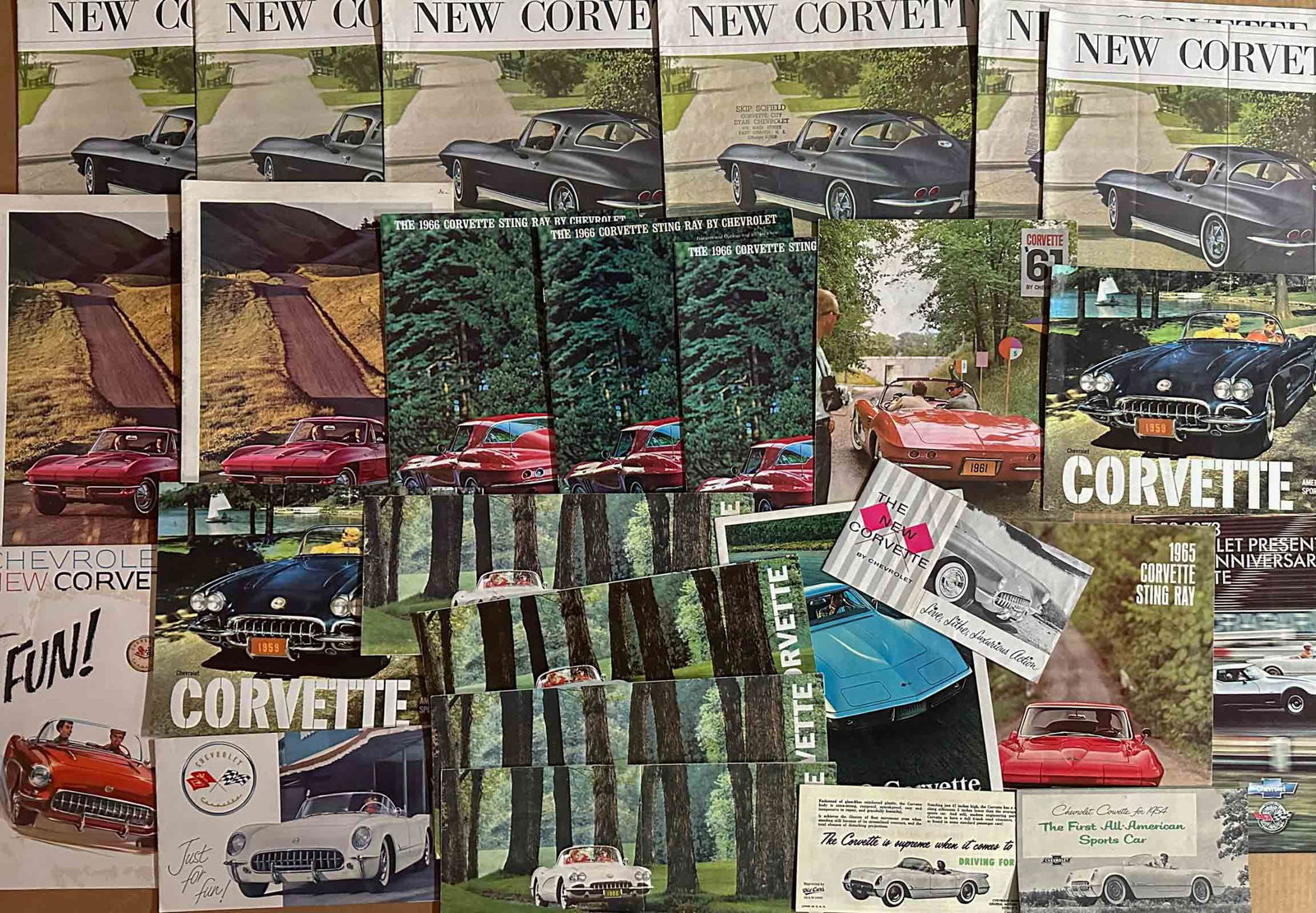 Corvette Brochures: Corvette brochures from 1953 - 1980's, 50 total plus 17 from the 1990's - 2000's.