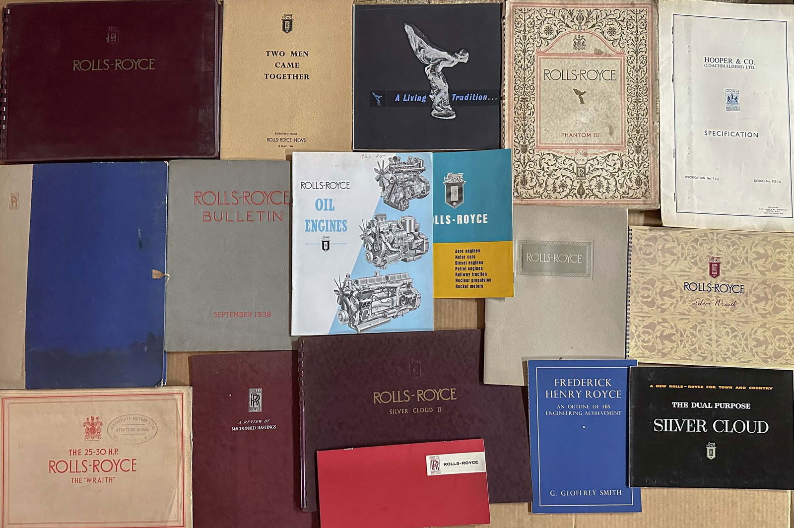 Rolls Royce and Misc. Lot: Rolls Royce, Bentley and Jaguar brochures from the 1920's - 1970's, 55 (+) total items.