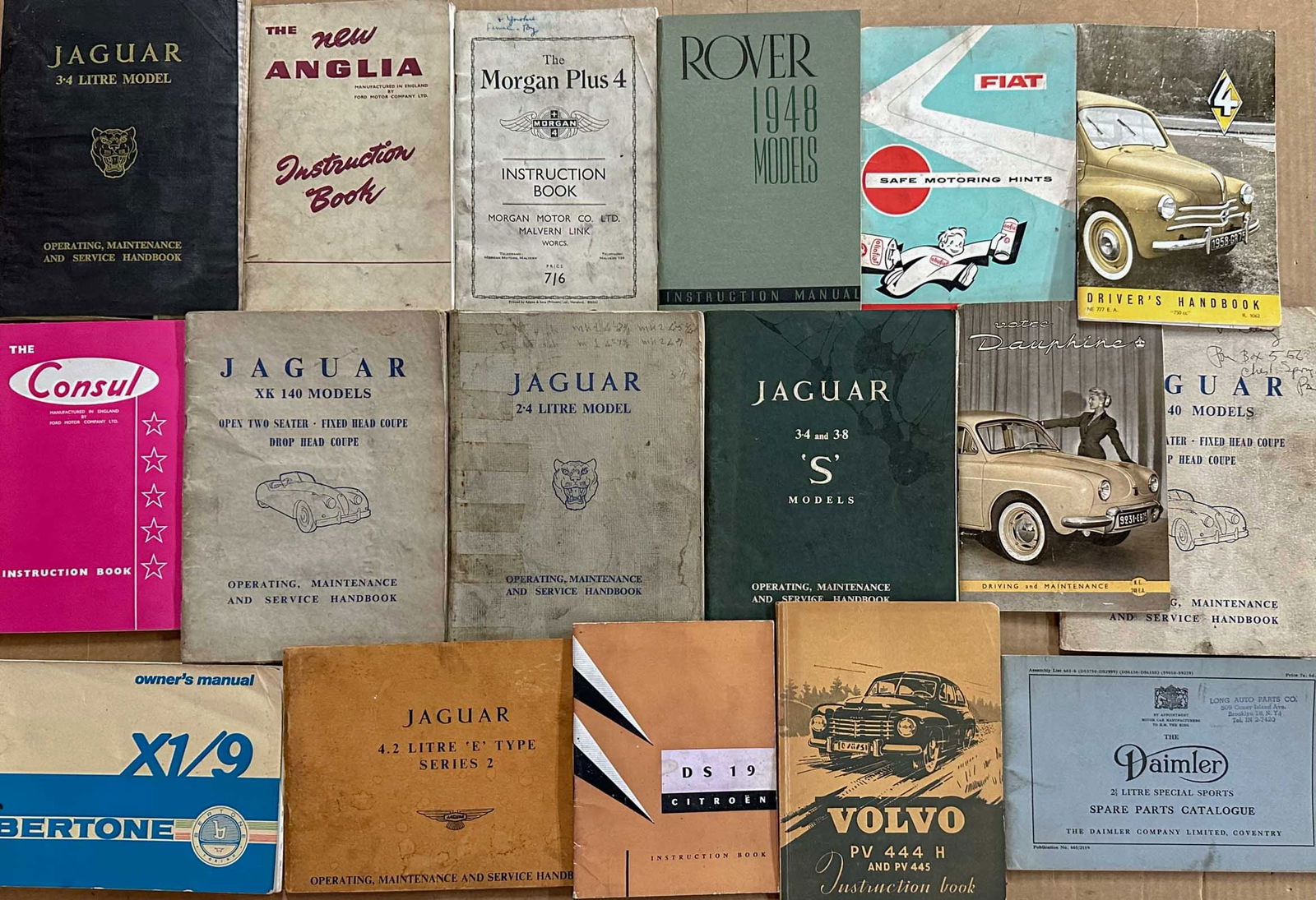 European Repair Manuals: European owners and repair manuals from late 1940's - 1980's, Jaguar, Mercedes Benz, Maserati, Volvo, Austin, etc. 45 items.