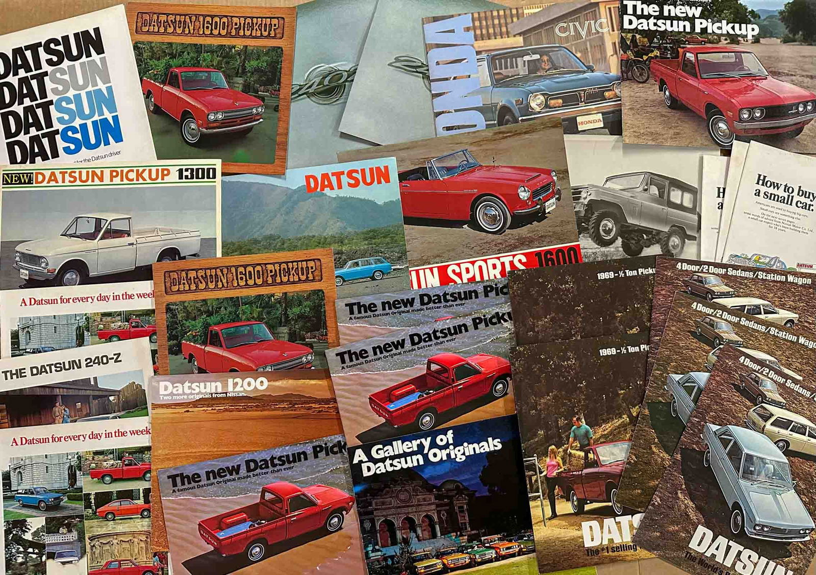 Nissan and Misc. Lot: Nissan and Datsun brochures from the 1960's - 1980's, 80 items total.