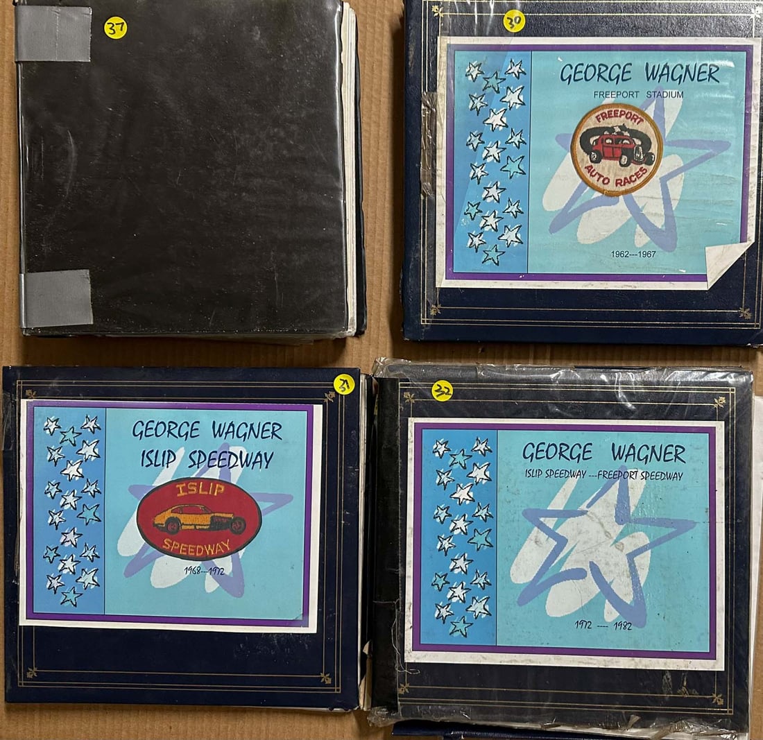 Four Scrapbooks: Four scrapbooks - three George Wagner, Islip, Freeport, from 1962 - 1982 and Larry Mendelson 1950's - 1970's Islip. Marty Himes Racing Museum Collection, Bay Shore New York