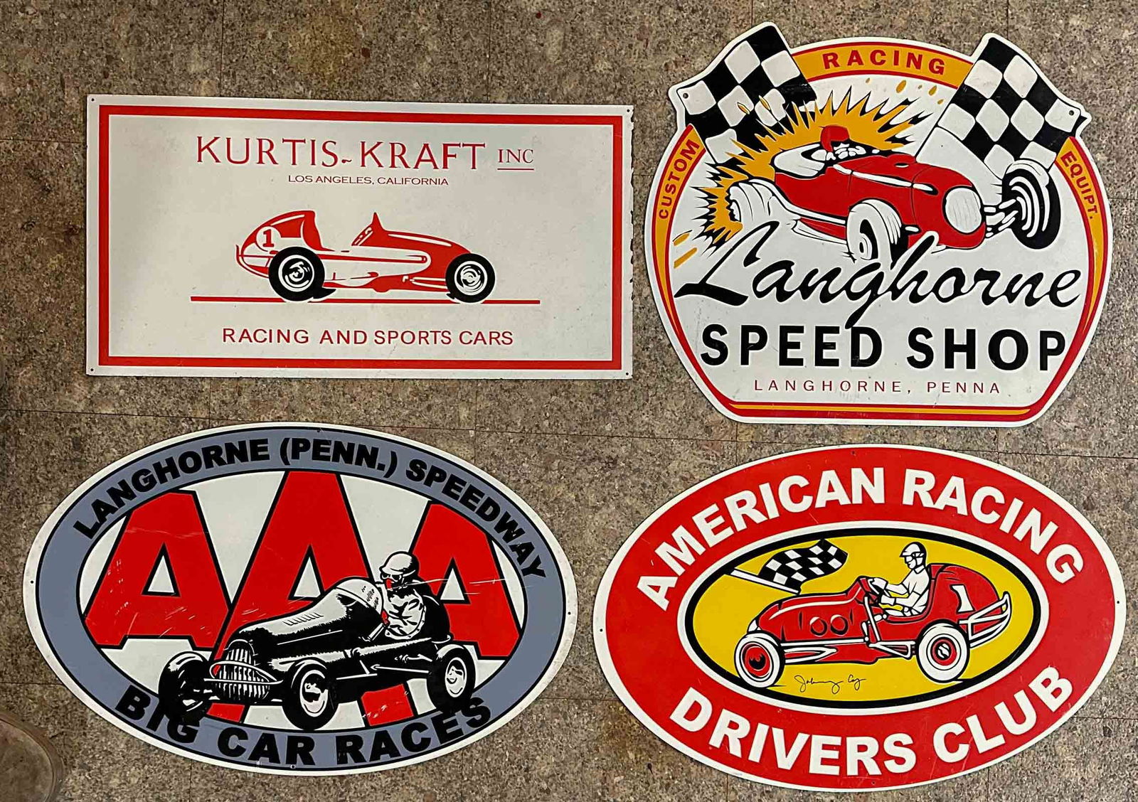 Four Brochures: Four race related signs, colorful graphics, 24 x 18 each. Meltz Collection, Columbia County New York.