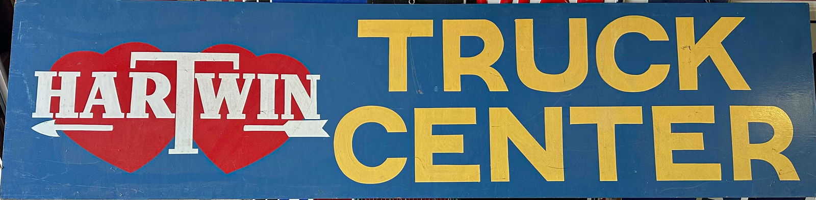 Sign: HarTwin Truck Center, Greenfield, MA, Dodge truck dealer sign, painted on plywood, 96 x 24, single sided. Meltz Collection, Columbia County New York.