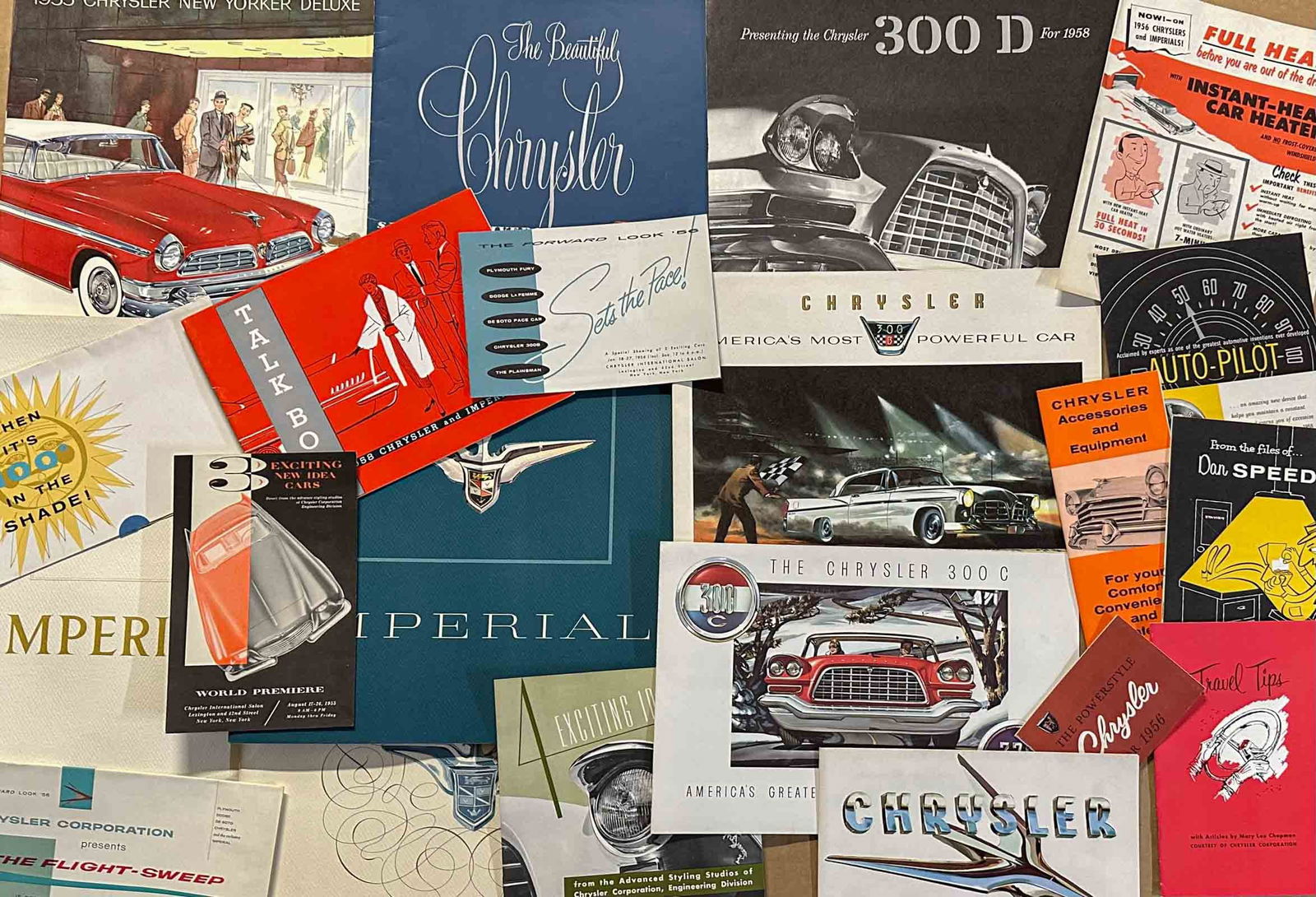 Large Brochures: Large heavy box of 1953-1960 Chrysler brochures.
