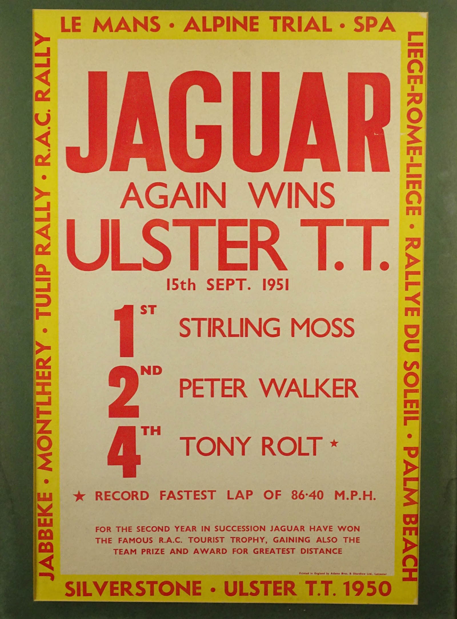 Jaguar Auto Racing Poster - 2