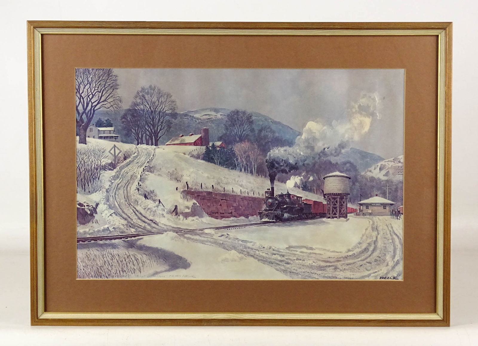 Peter Helck Print: Peter Helck print "Fox Hill", personally inscribed. Frame 15 3/4" x 21 1/2".