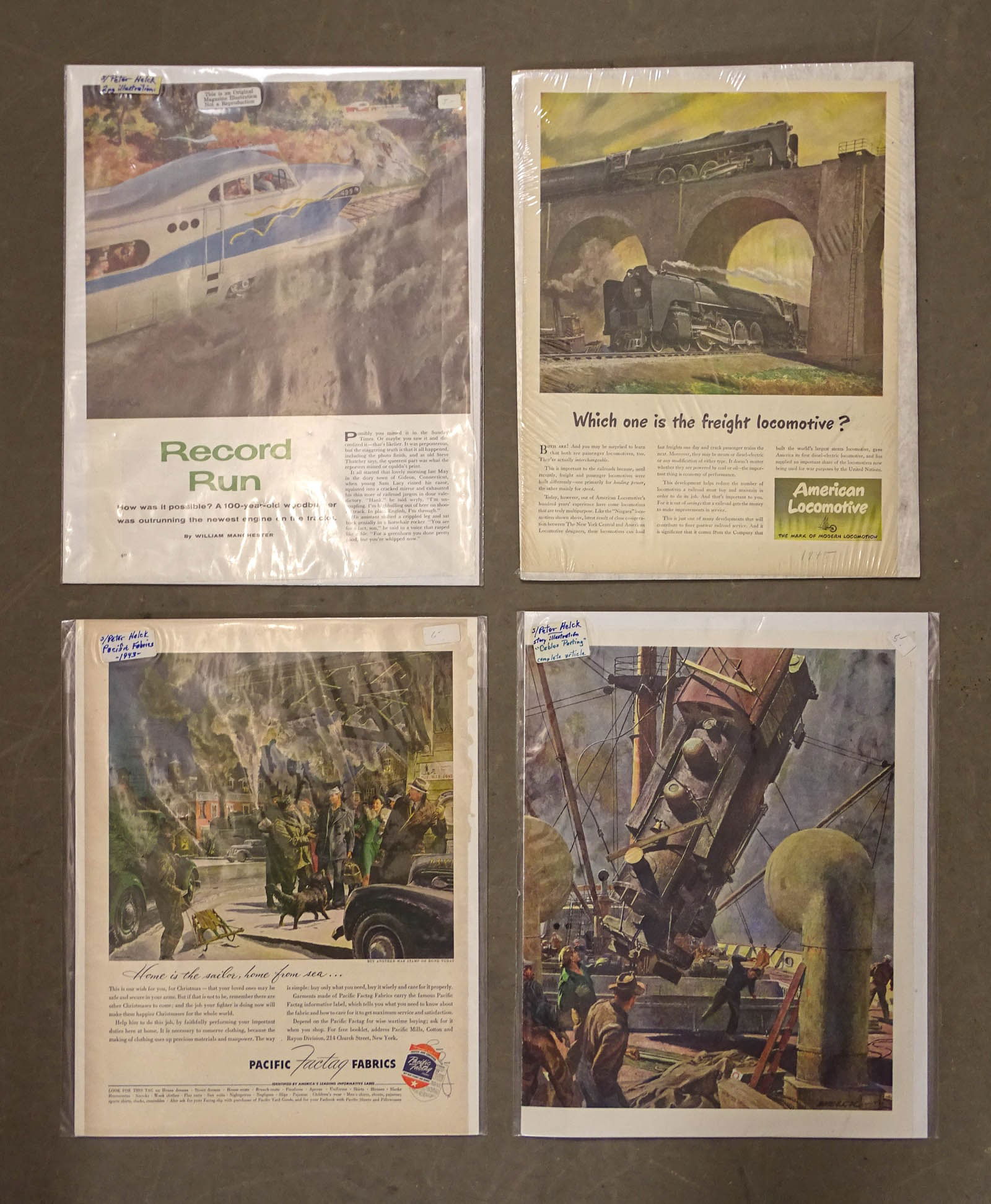 Peter Helck Magazine Lot: Collection of (4) Peter Helck magazine "tear-outs" (road subjects).