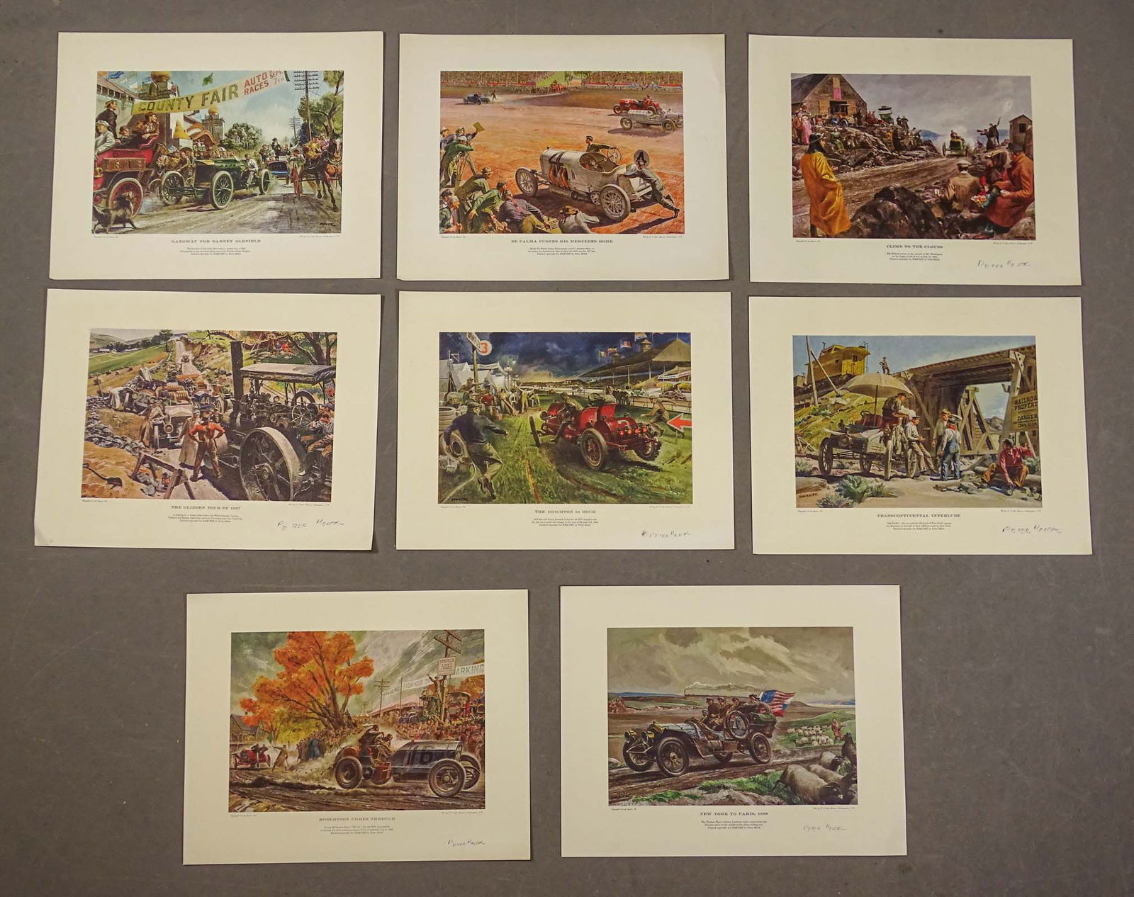 Peter Helck Print Lot: Collection of (8) Peter Helck unframed prints, (6) of these are signed. 18 1/4" x 23 1/2".