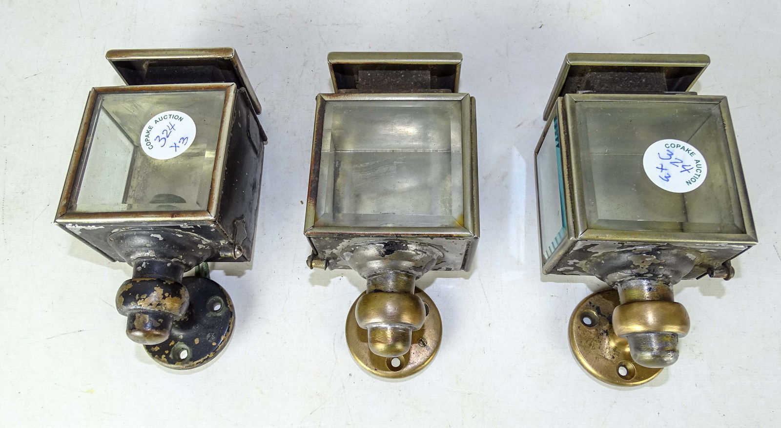 Lamp Lot: Lot of (3) buggy-style electric side lamps. 6" Ht. Meltz Collection, Columbia County New York.