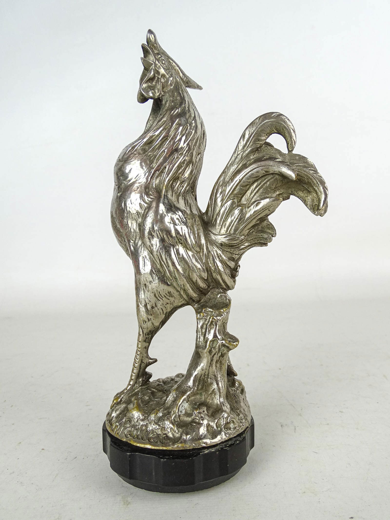 Rooster Radiator Mascot: Rooster radiator mascot, signed C.h. Paillet. 7 1/2" Ht.