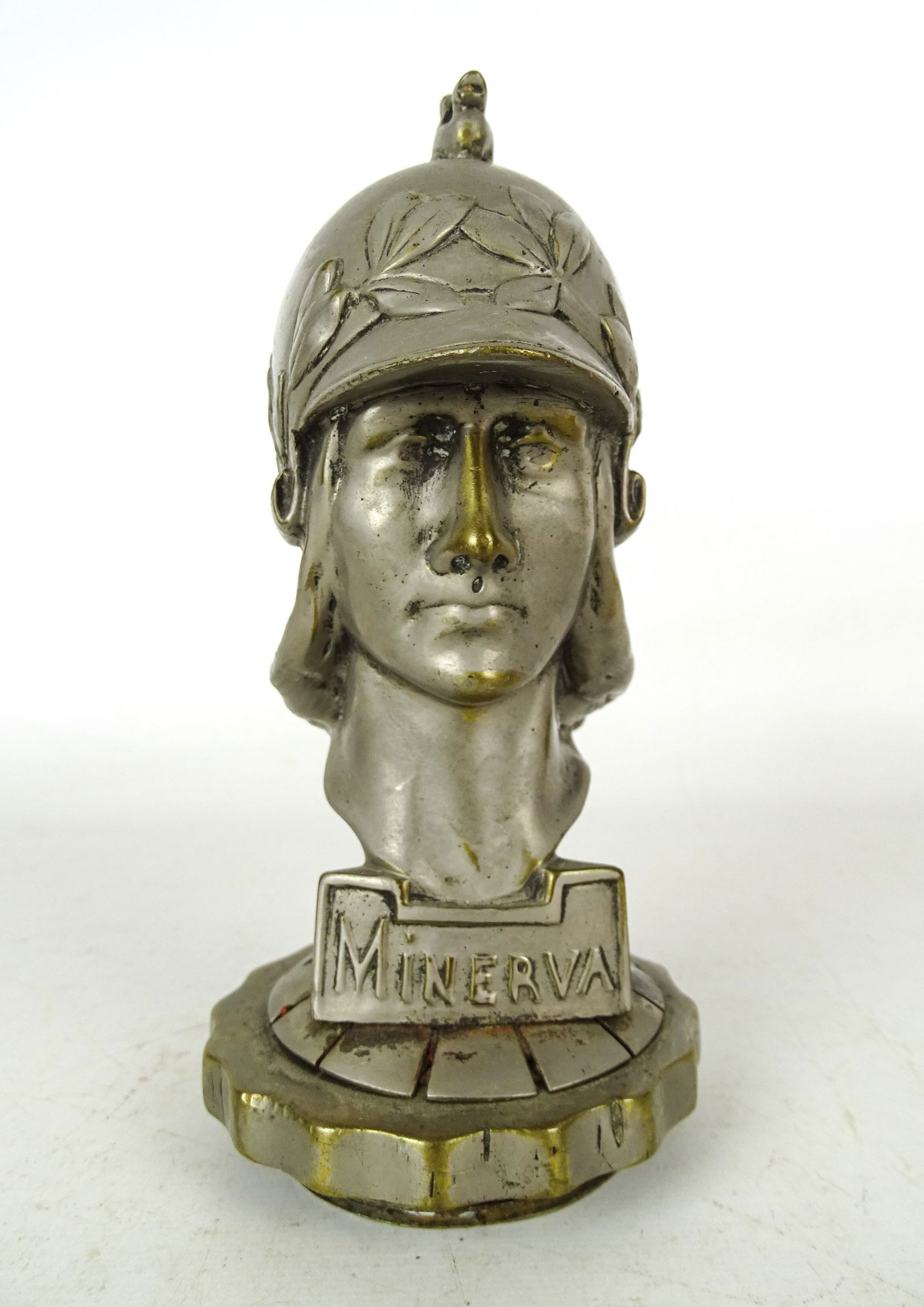 Minerva Radiator Mascot: Minerva radiator mascot, C. 1920's. 7" Ht.