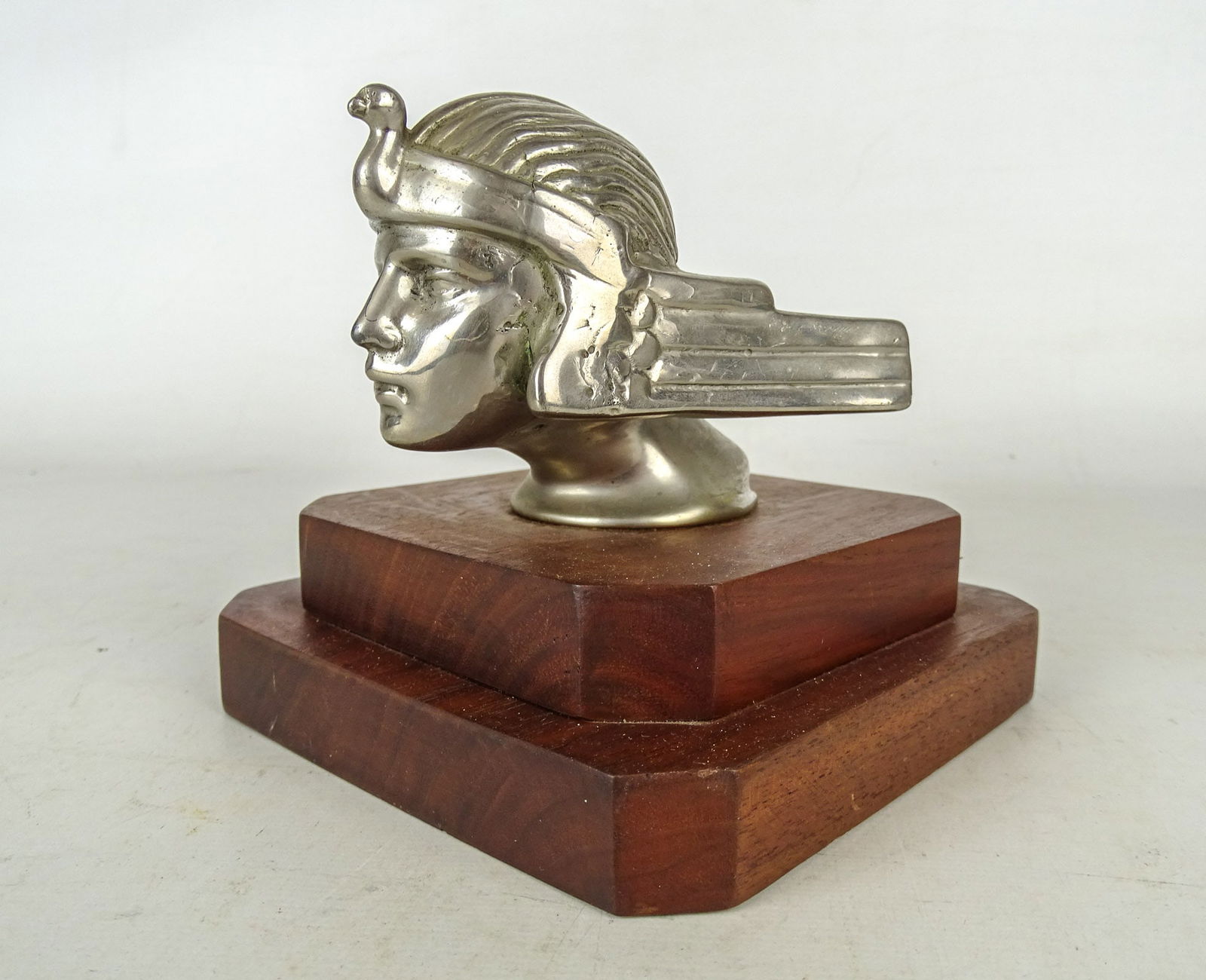 Viking Goddess Moto Mascot: Viking Goddess mascot on base , C. 1929-1931. 4 1/2" Ht.