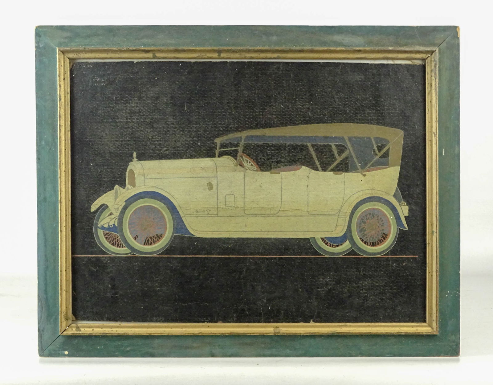 Pierce-Arrow Painting: Painting: C. 1920s Pierce-Arrow, unsigned. Frame 12 1/2" x 16".