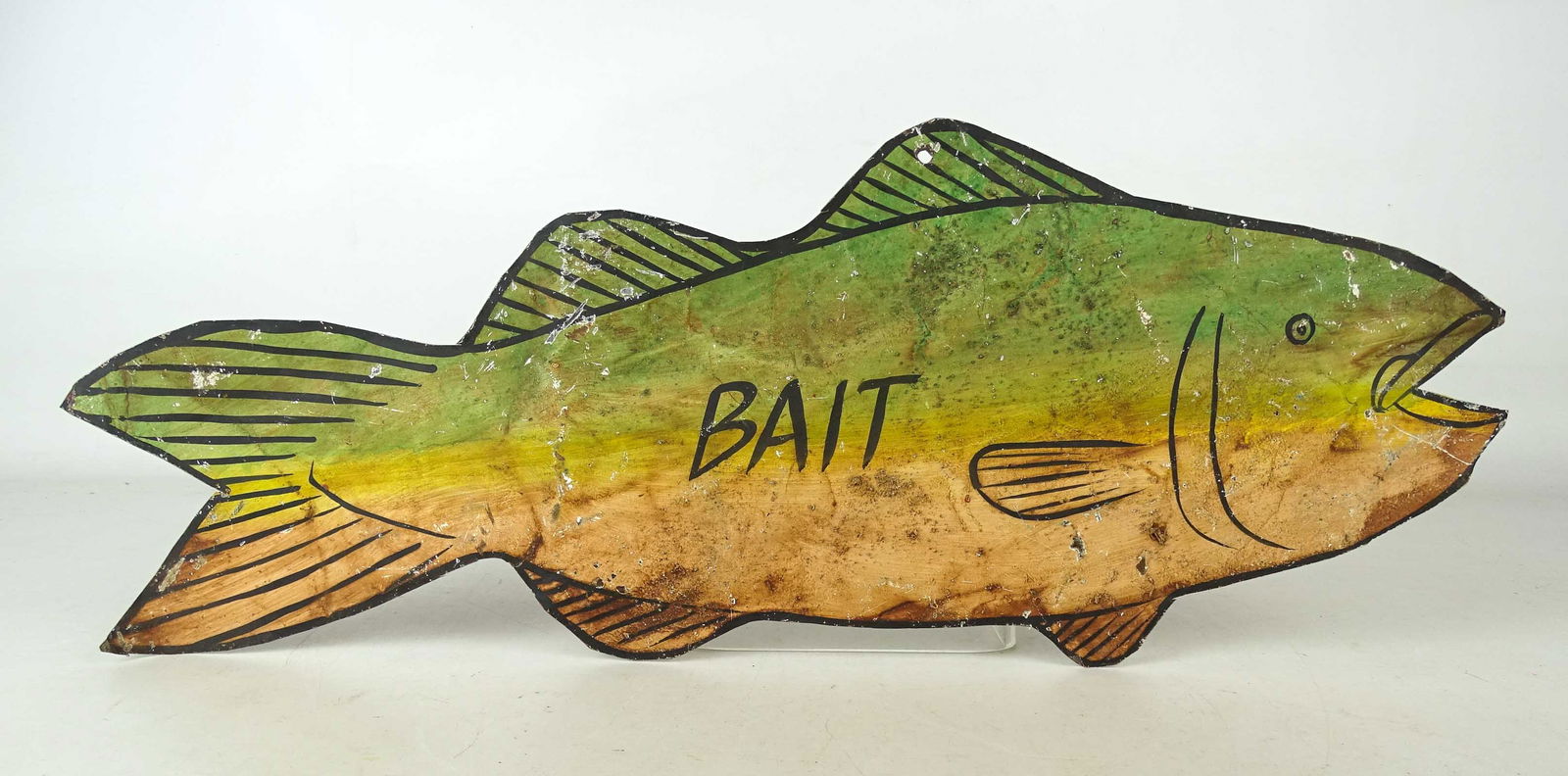 Bait Sign: Tin painted Bait sign. 20" L..