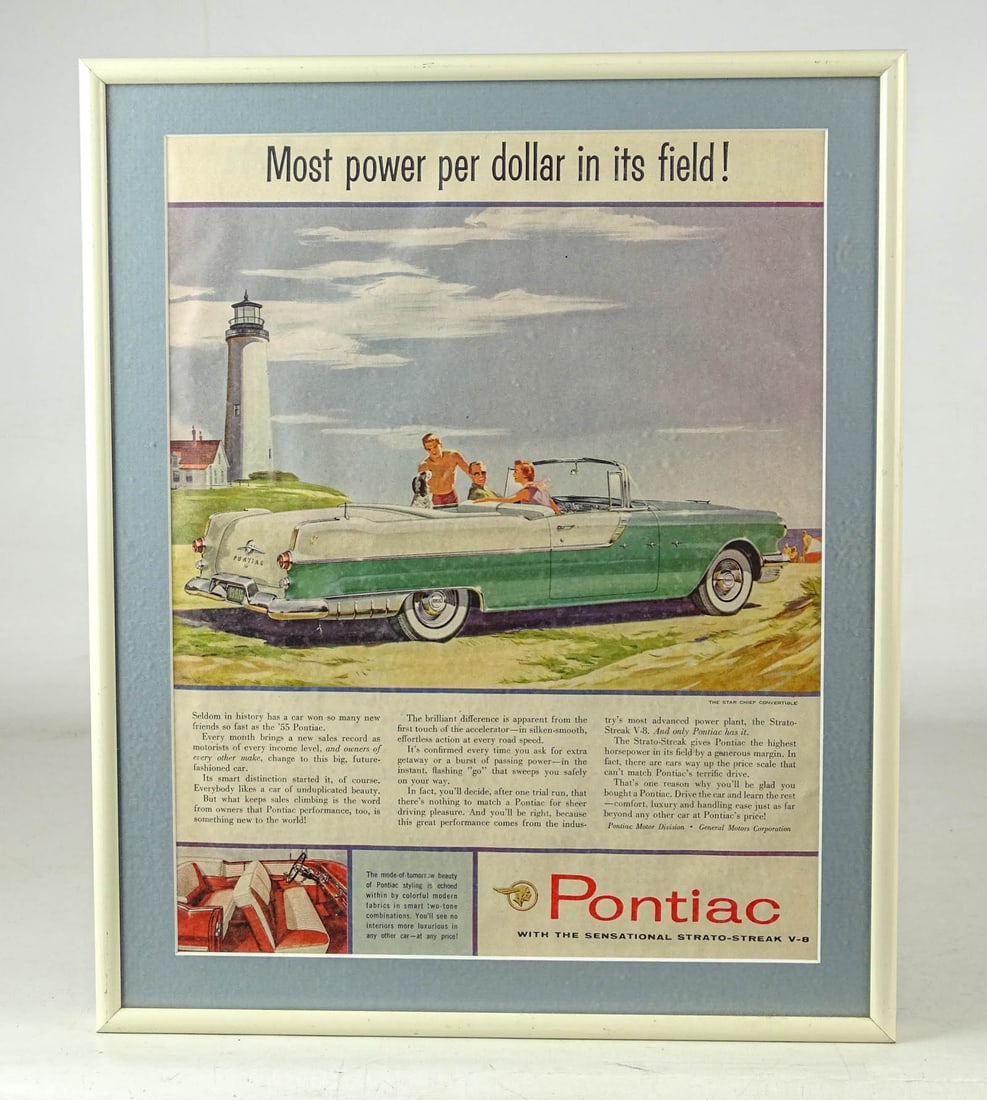 Framed Advertisment: Framed advertisement; "tear out", "Pontiac". Frame 14 1/4" x 11 3/4".
