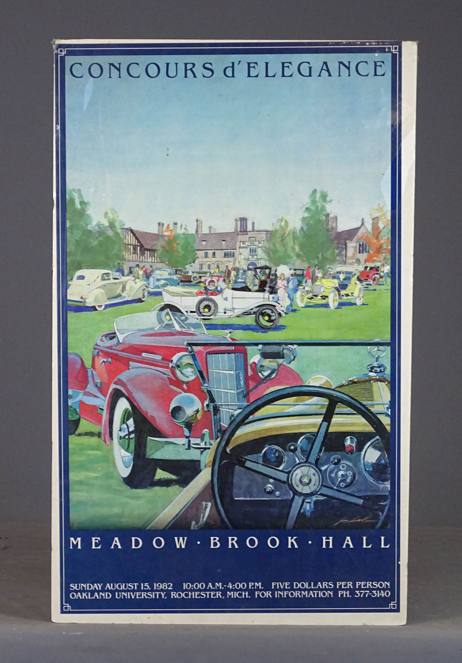 Poster: Poster: "Concours d'Elegance Meadow Brook Hall 1982". 36" x 22".