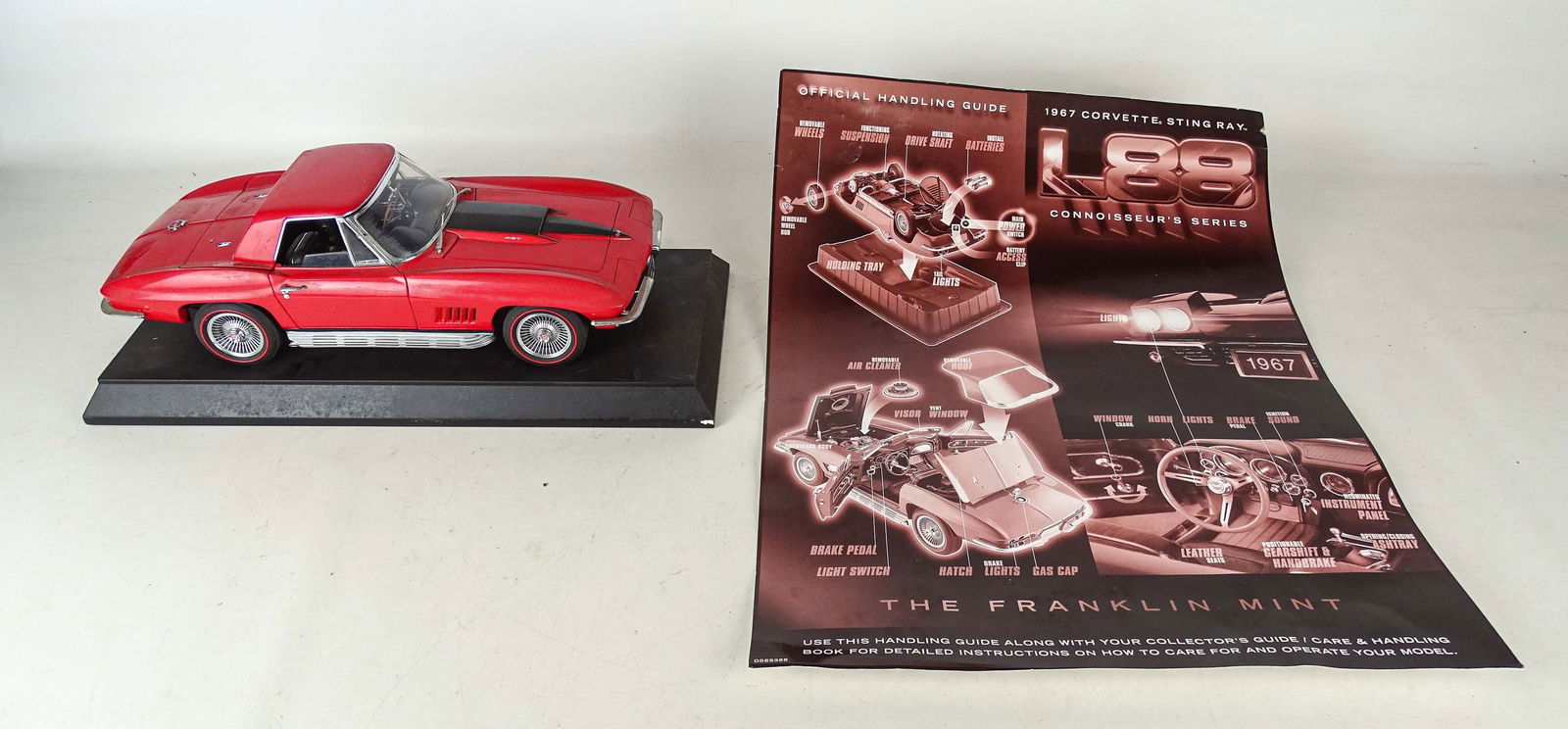 Franklin Mint Corvette Model: Franklin Mint Corvette model with poster. 17" L..