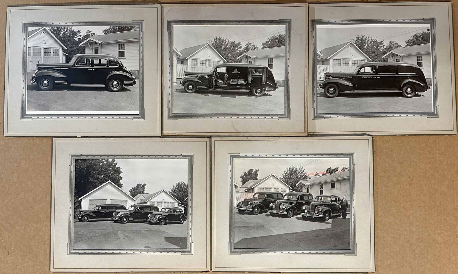 Packard Photographs: Five 1940 - 1941 Packard professional car photos in period matting, mat size 13 x