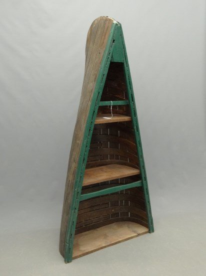 Canoe Cupboard: Canoe cupboard in green paint. 34" w 79" Ht.