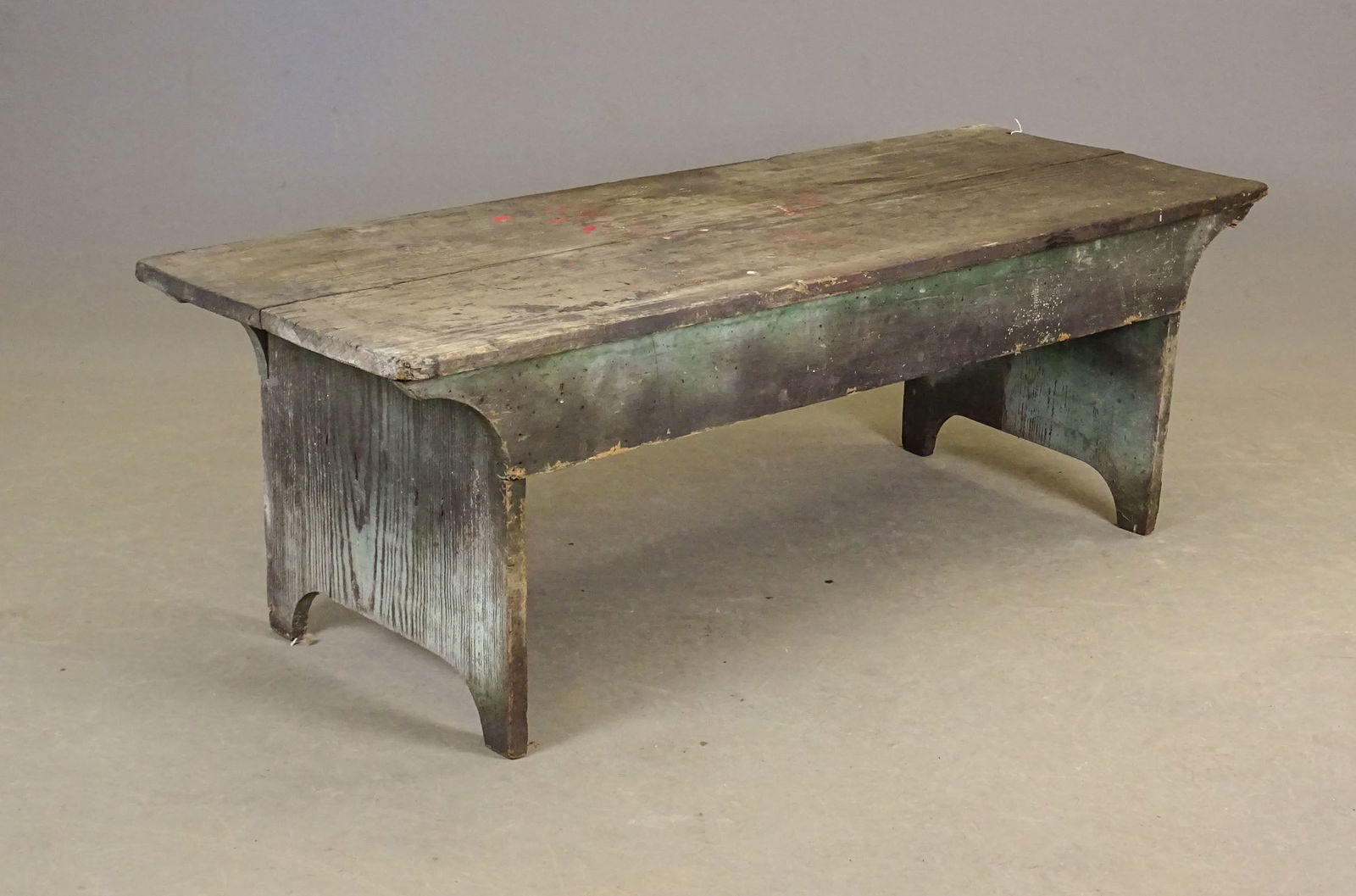 19th c. Bench: 19th c. primitive bench in old paint. 55" x 20" x 18" Ht..