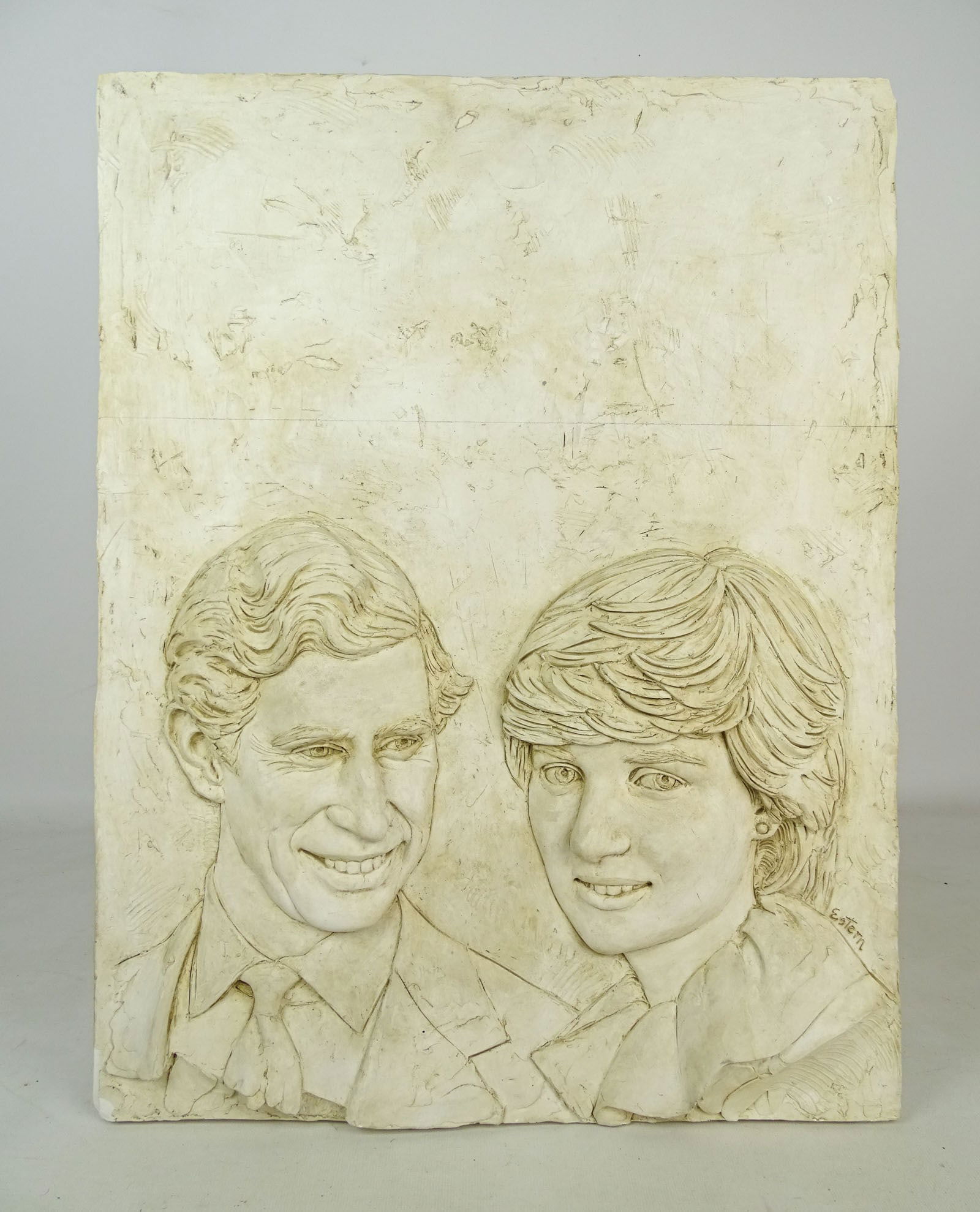 Neil Estern (1926-2019): Neil Estern (1926-2019), plaster relief of Charles and Diana. 21" x 16". Provenance: Family of the artist.