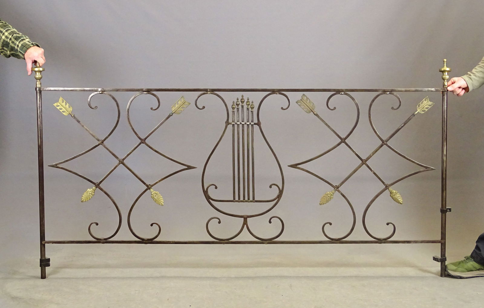 Decorative Metal Headboard: Decorative metal headboard with arrow design. 36" x 75".