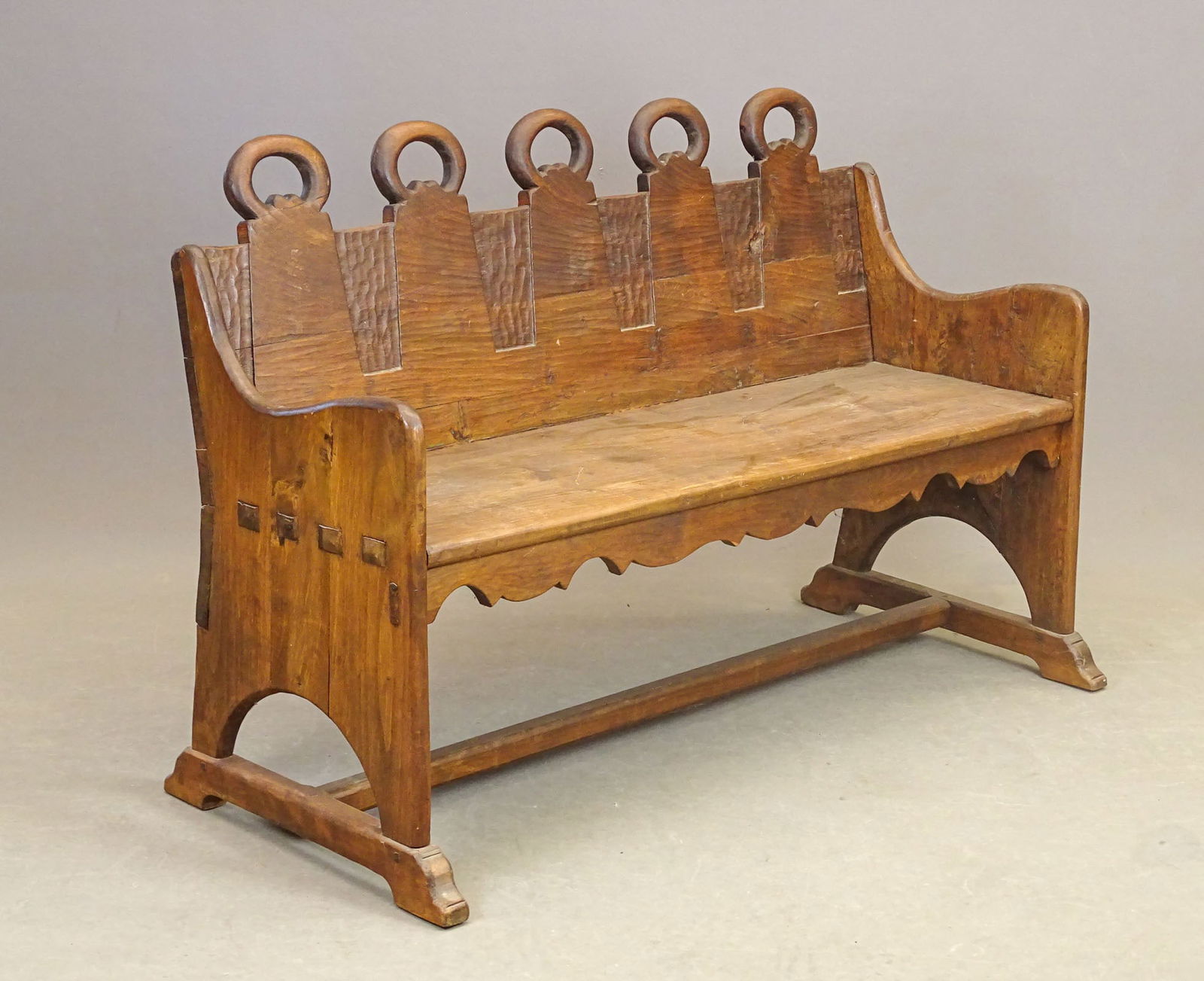 Spanish Carved Bench: Spanish carved bench. 48" x 16" x 32" Ht..