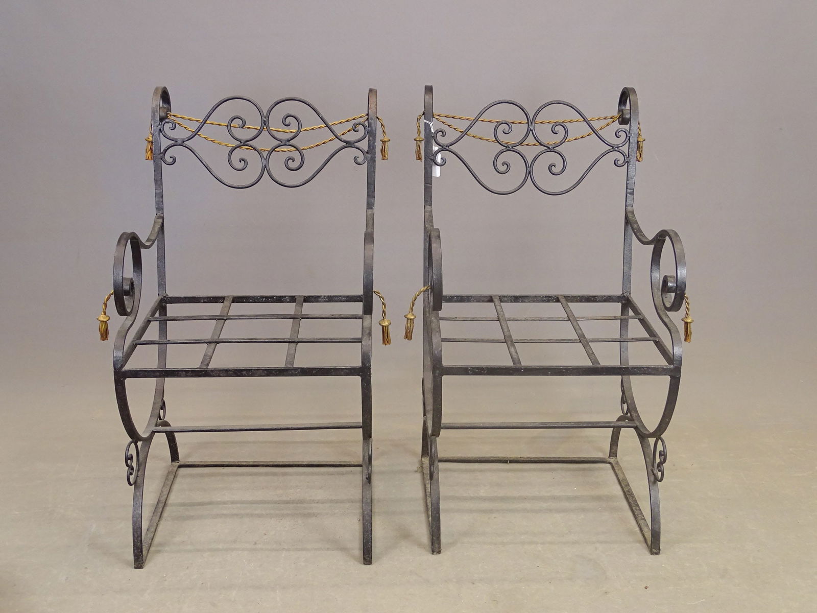 Pair Wrought Iron Chairs - 3