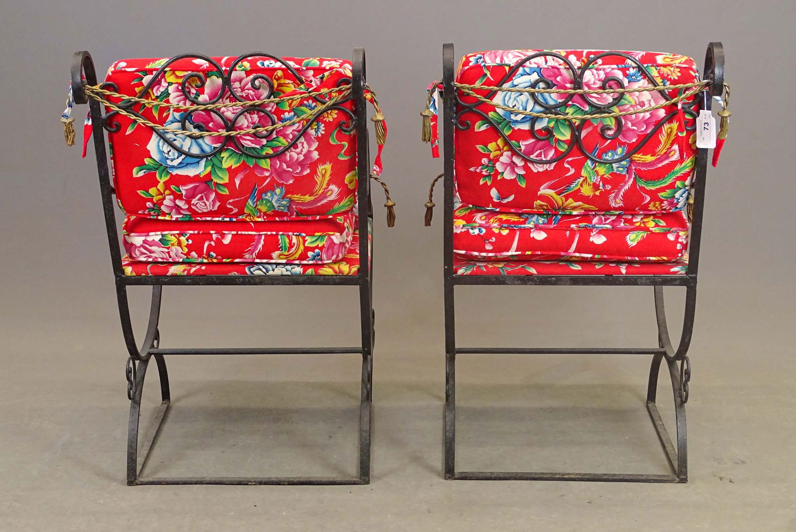 Pair Wrought Iron Chairs - 7