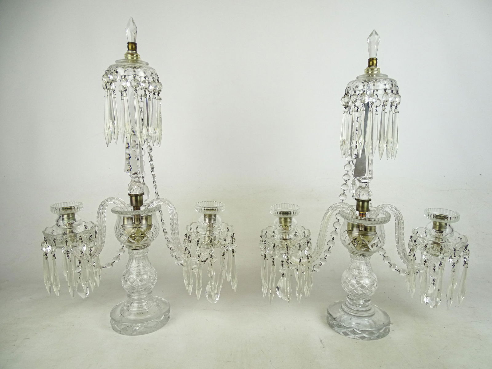 Pair Crystal Candelabra - 8
