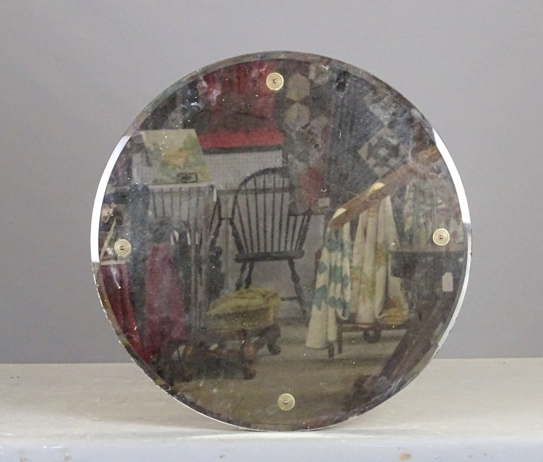 Vintage Round Wall Mirror: Vintage round wall mirror. 23 1/2" D..