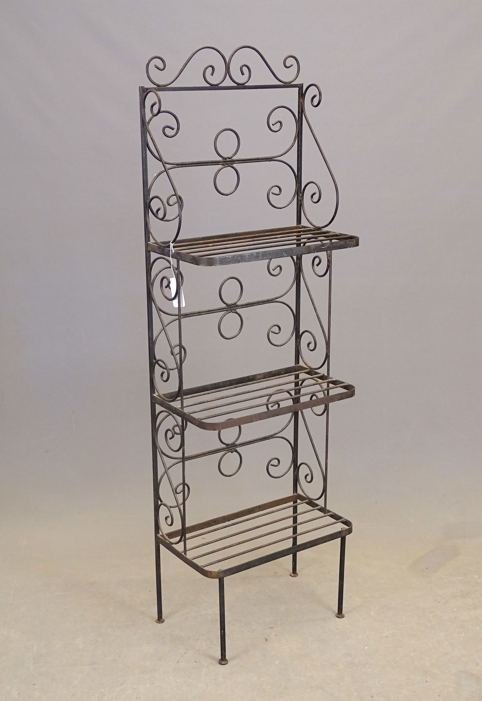 Wrought Iron Kitchen Rack: Wrought iron kitchen rack. 18" x 11" x 58".