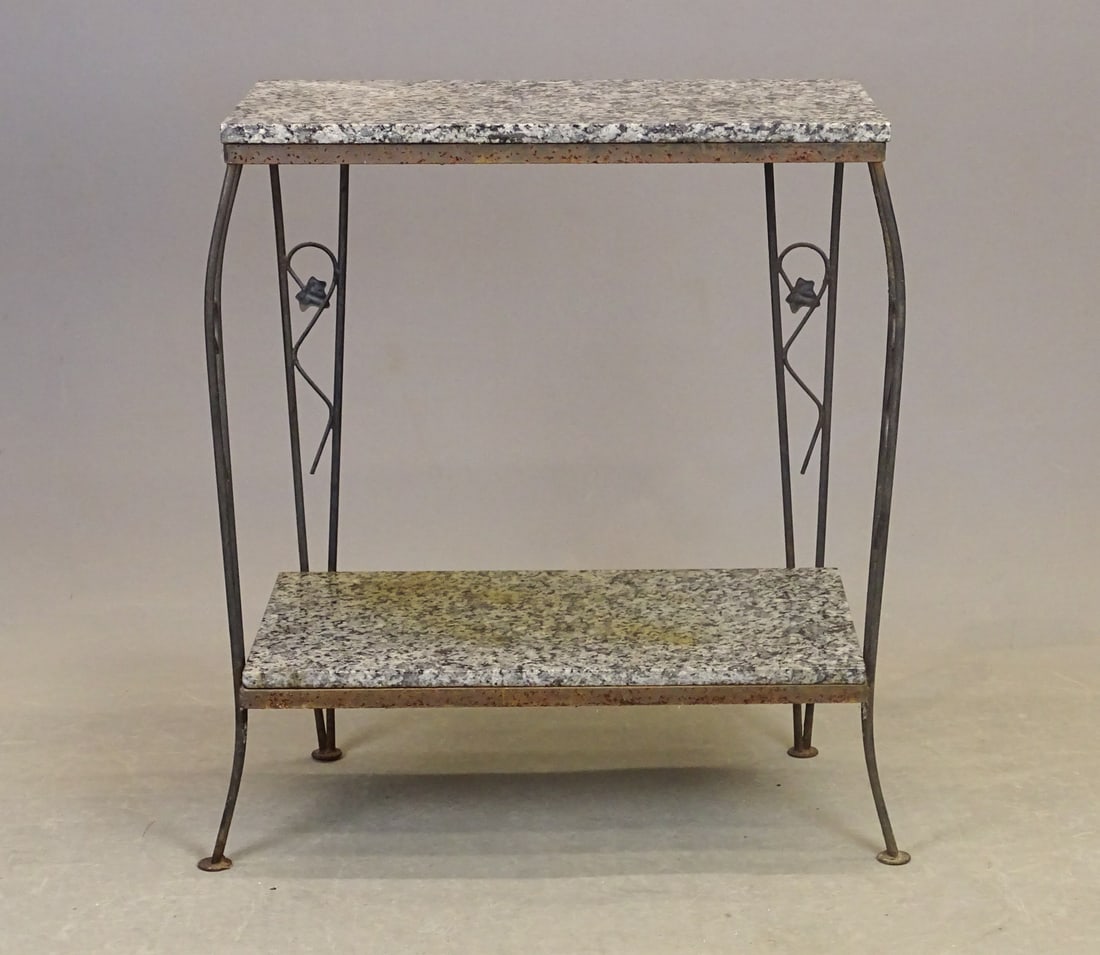 Marble Top Wrought Iron Stand - 2