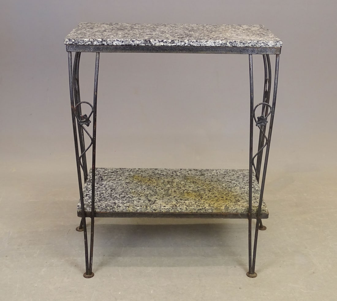 Marble Top Wrought Iron Stand - 5
