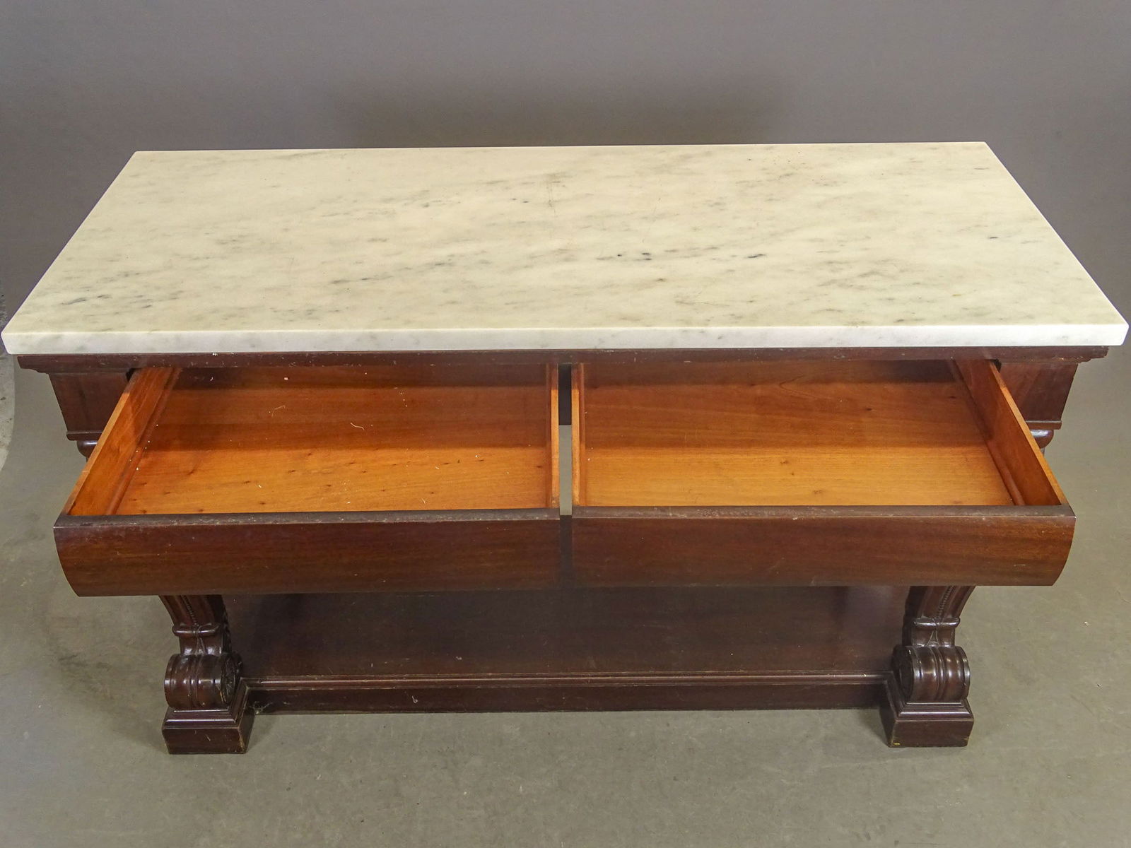 19th c. Mahogany Marble Top Server - 5