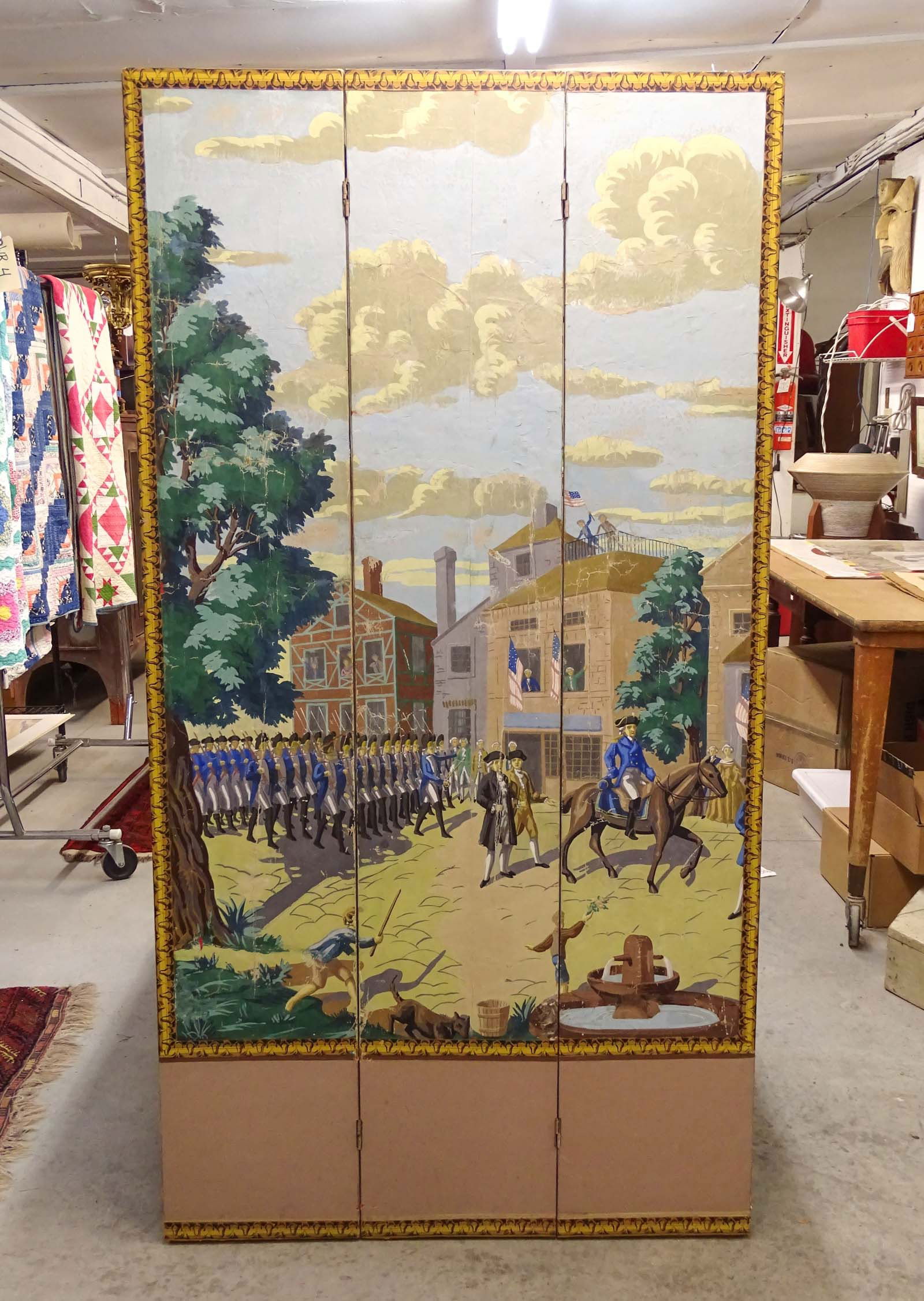 19th c. Wallpaper Screen: 19th c. wallpaper screen. Wallpaper on wood. 71" x 37".