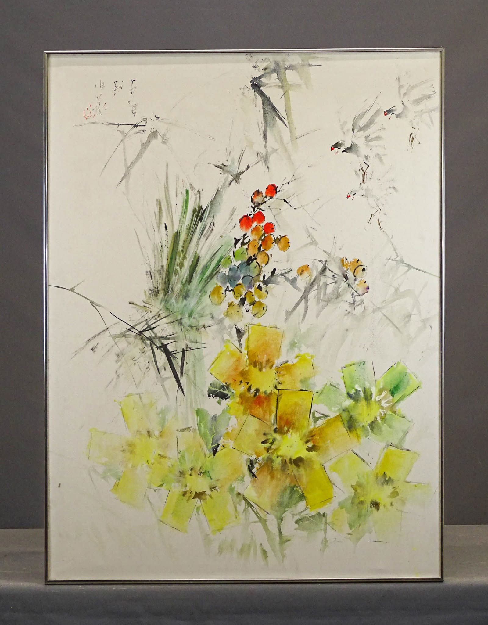 Painting: Modernist Abstract: Painting: Modernist abstract. Oil on canvas. Overall in frame 48" x 38".