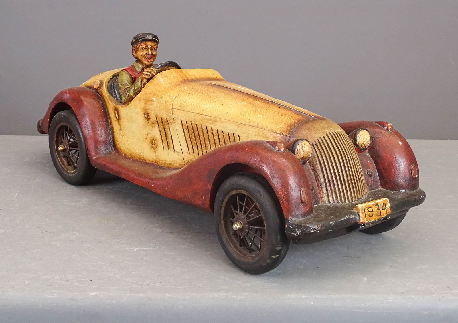 Resin Roadster Car: Resin Roadster Car. C. 1995, Reprocafters. 28" x 11" x 11".