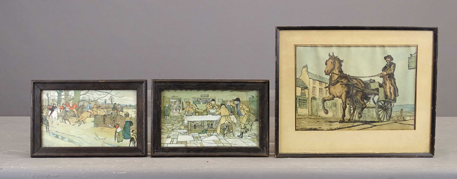 Artwork Lot: Lot (3) early framed prints. One marked Jack Yeats (13" x 15 1/2"), the other (2) Cecil Aldin (7 1/2" x 11 1/2").