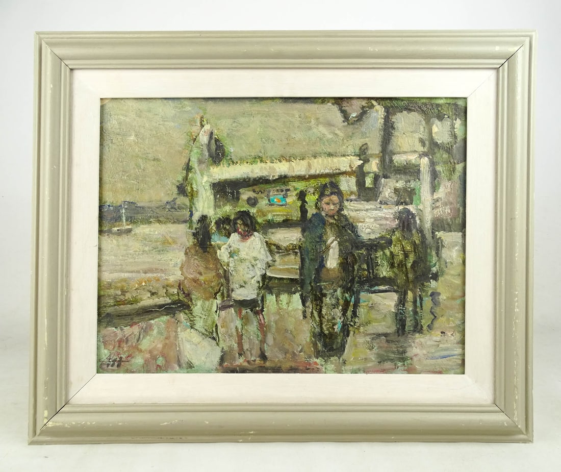 Painting: "Broken Bridge": Painting: Irish School "Broken Bridge". Oil on panel. Overall 17 1/2" x 21 1/2".