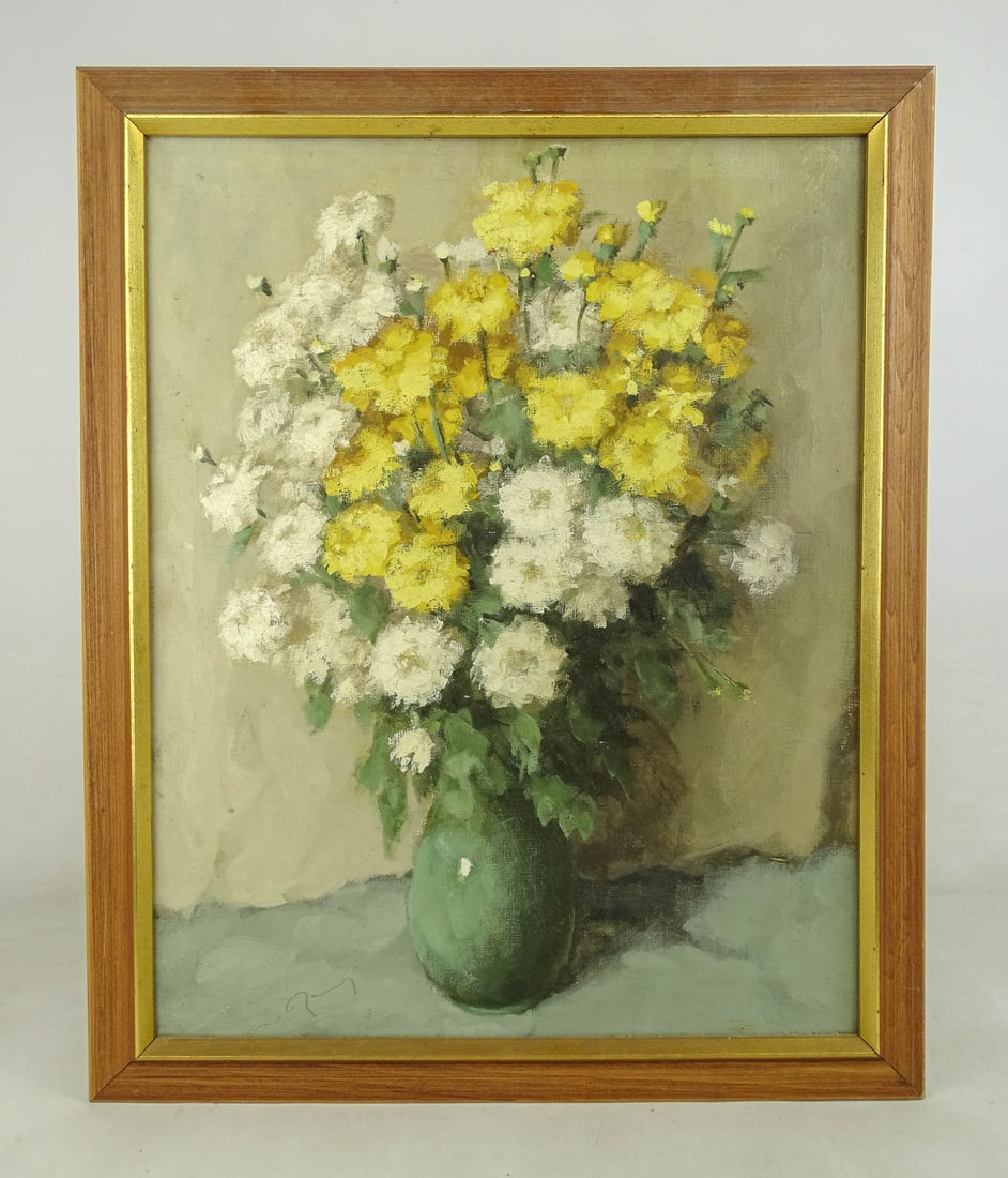 Painting: Still Life: Painting: Still life. Oil on canvas. Overall in frame 22" x 18 1/2".