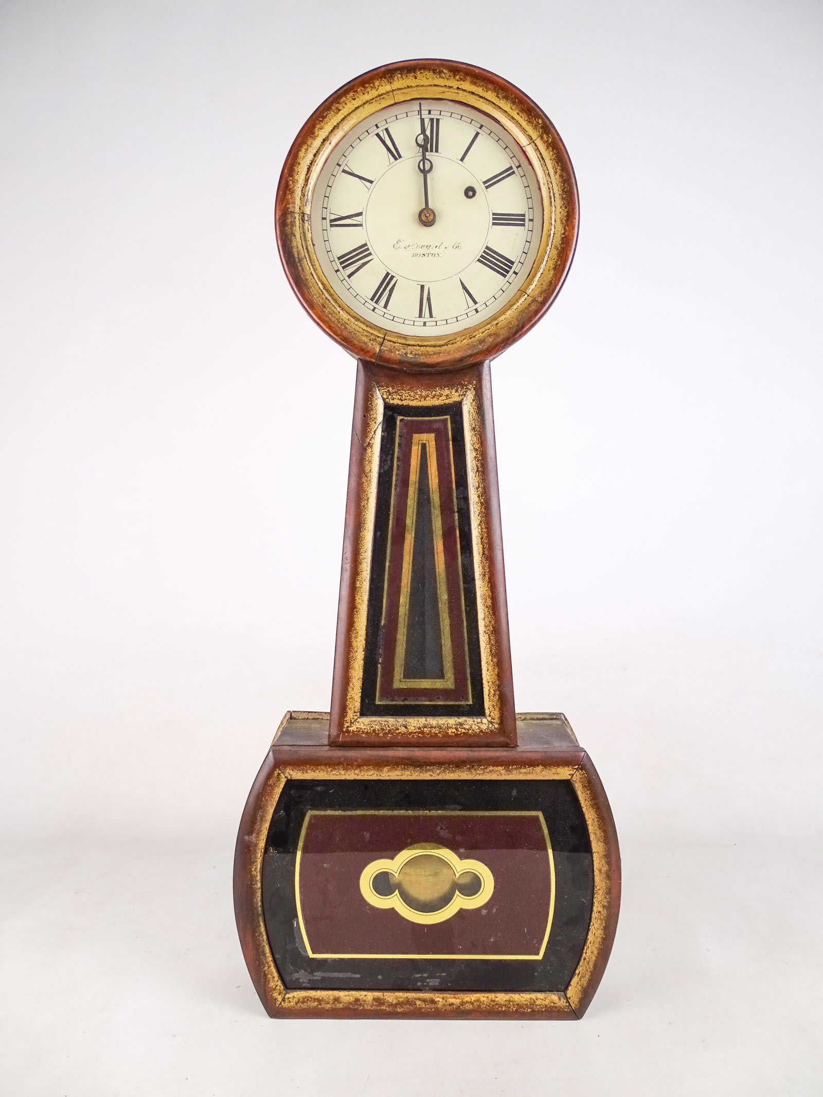 19th c. Howard Banjo Clock: 19th c. banjo clock signed "E. Howard & Co. Boston. 12" x 4" x 28 1/2" L..