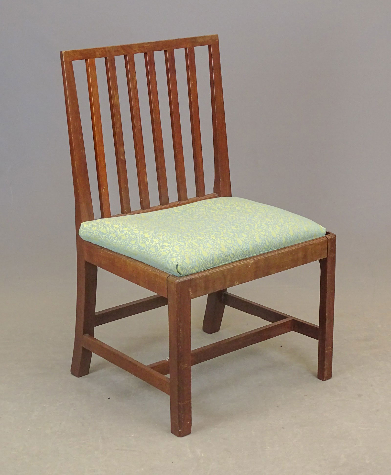 18th c. Chippendale Side Chair: 18th c. Chippendale mahogany side chair with unusual six spindles.19" seat Ht., 36 1/2" overall Ht..