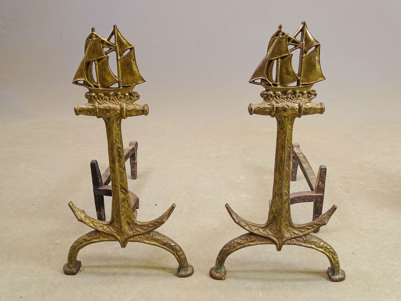 Sailing Ship Andirons and Firetools - 2