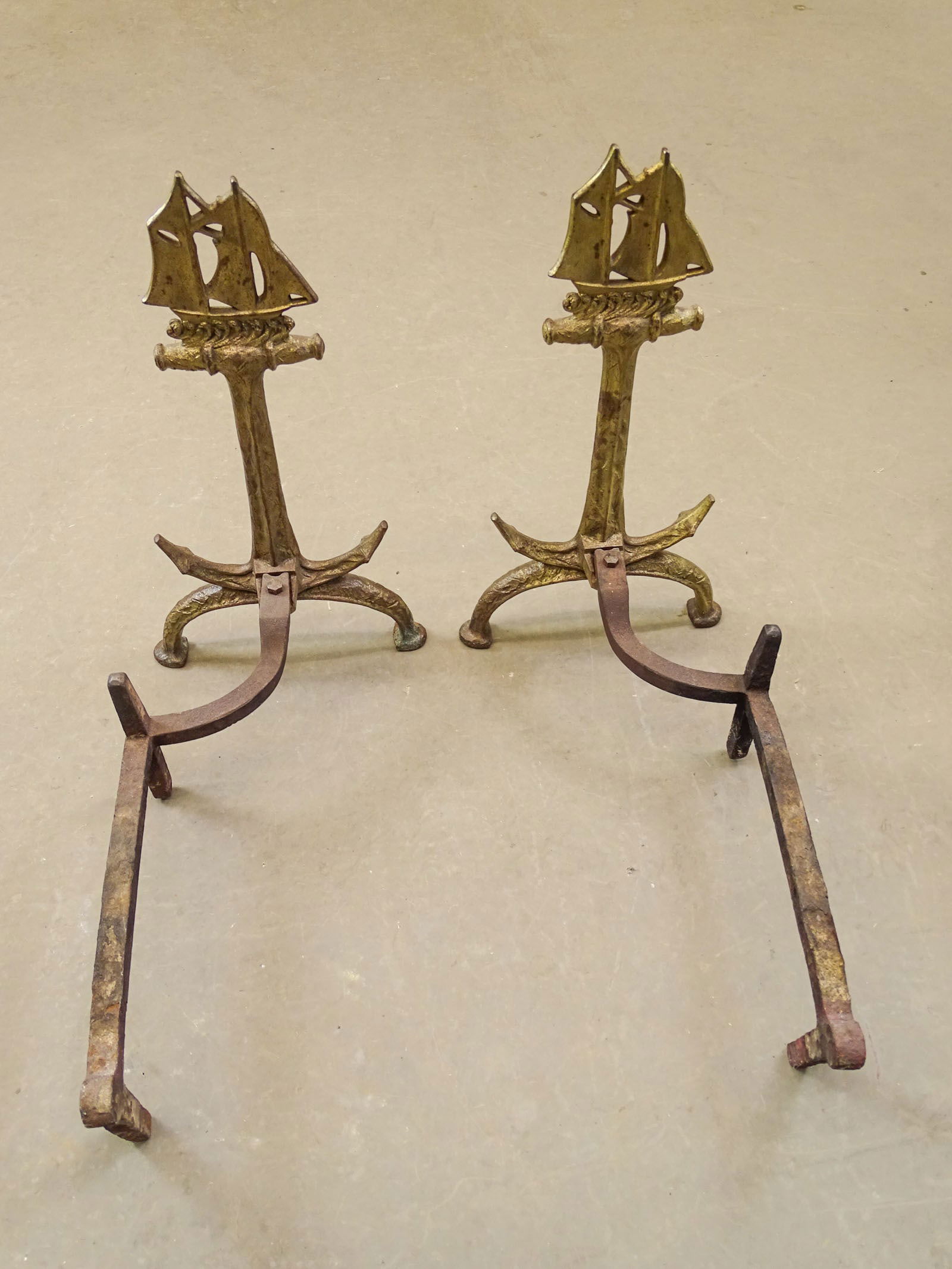 Sailing Ship Andirons and Firetools - 3