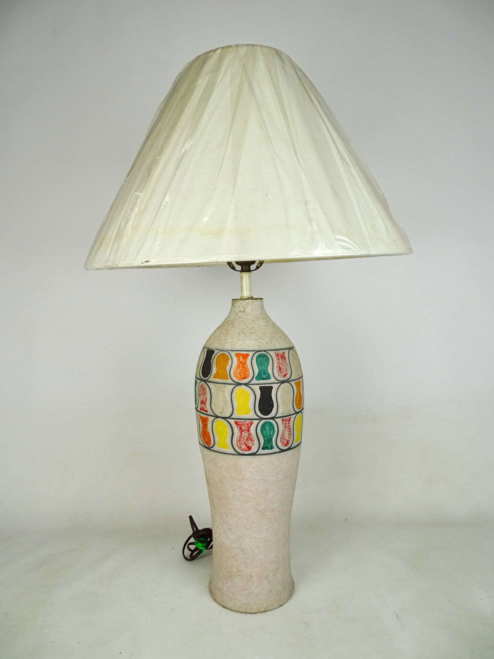 Italian Pottery Lamp: Italian pottery lamp with shade. 32" Ht..