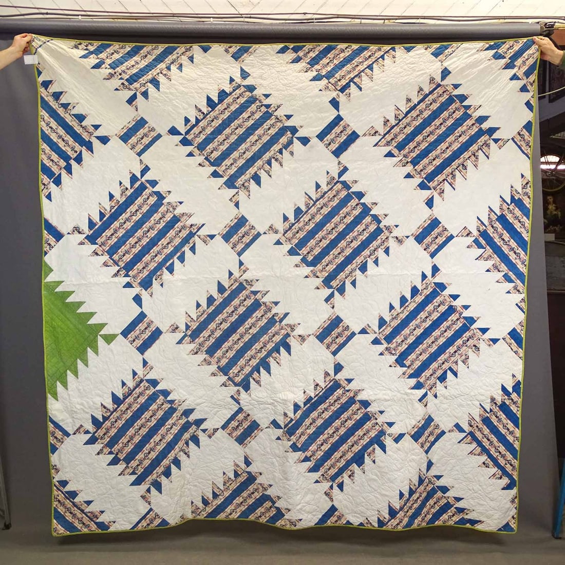 C. 1840 Sawtooth Squares Quilt: C. 1840 Sawtooth Squares quilt.90" x 90".