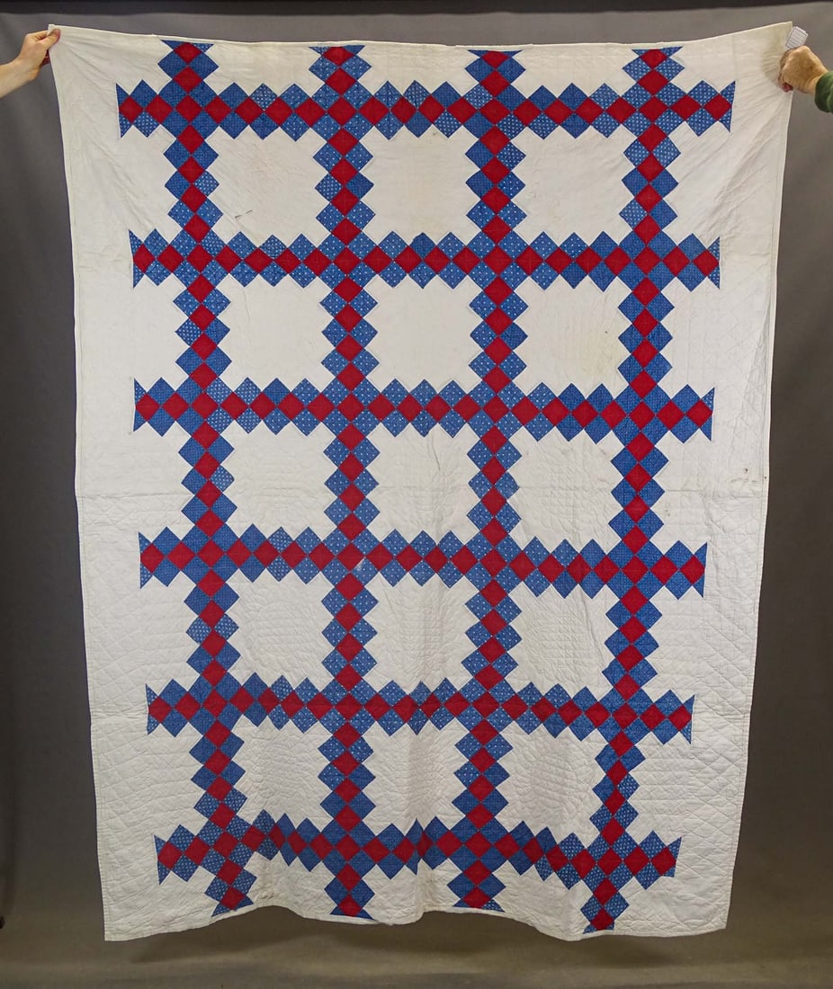 C. 1890 Irish Chain Quilt: C. 1890 Irish Chain quilt. 68" x 84".