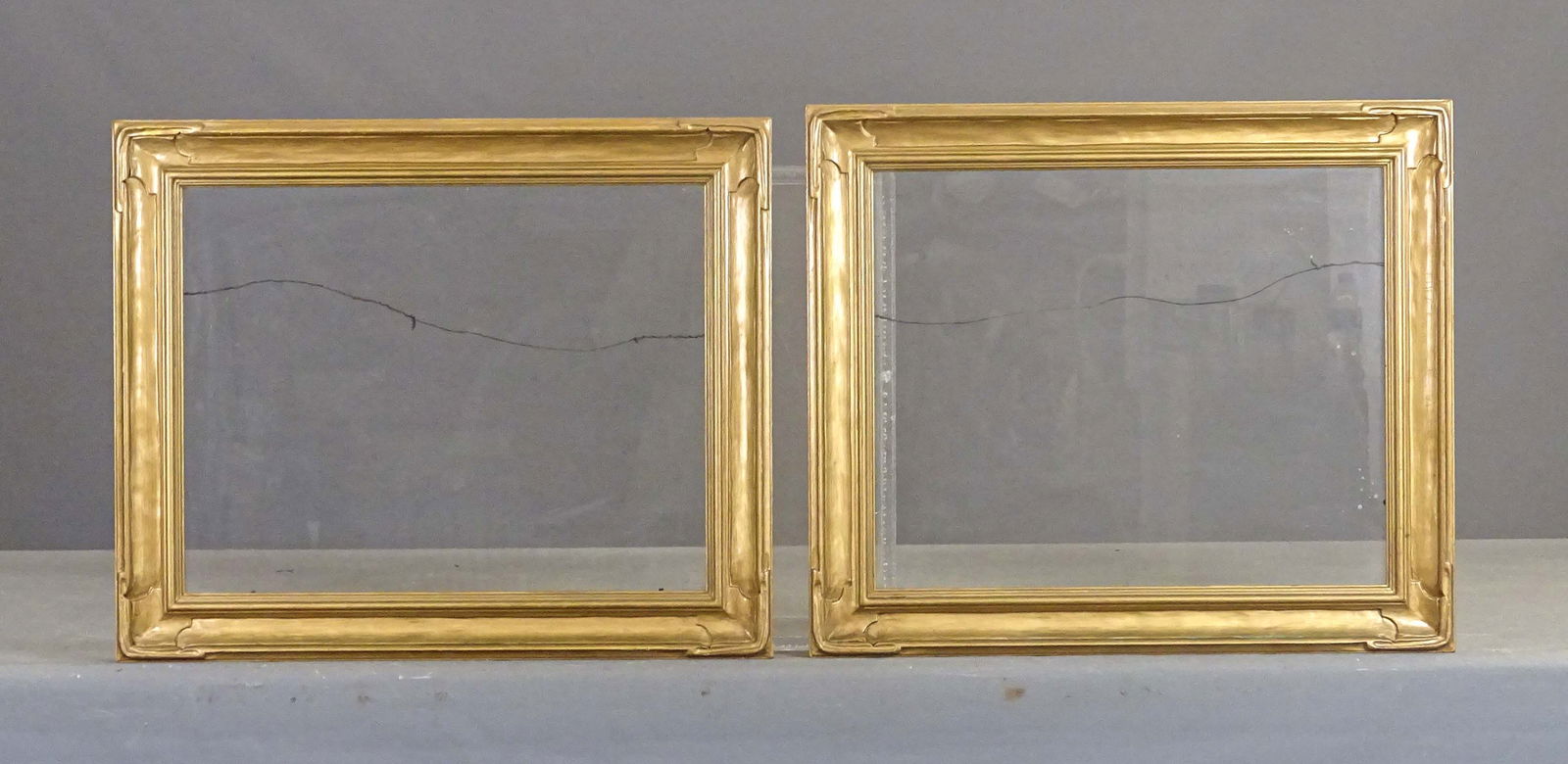 Pair of Taos School Frames: Pair of Taos School frames with glass. Rabbet sizes 16" x 19", overall 20 1/2" x 24".